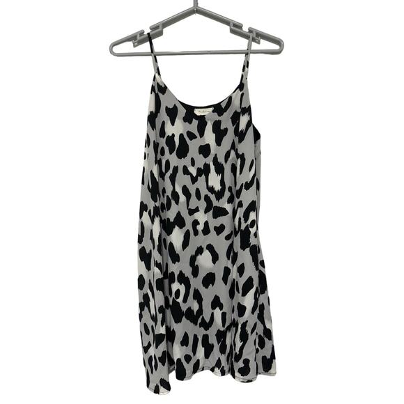 Peach Love Strappy Slip Dress Womens Small Leopard Cheetah Animal Print Gray - Picture 1 of 6